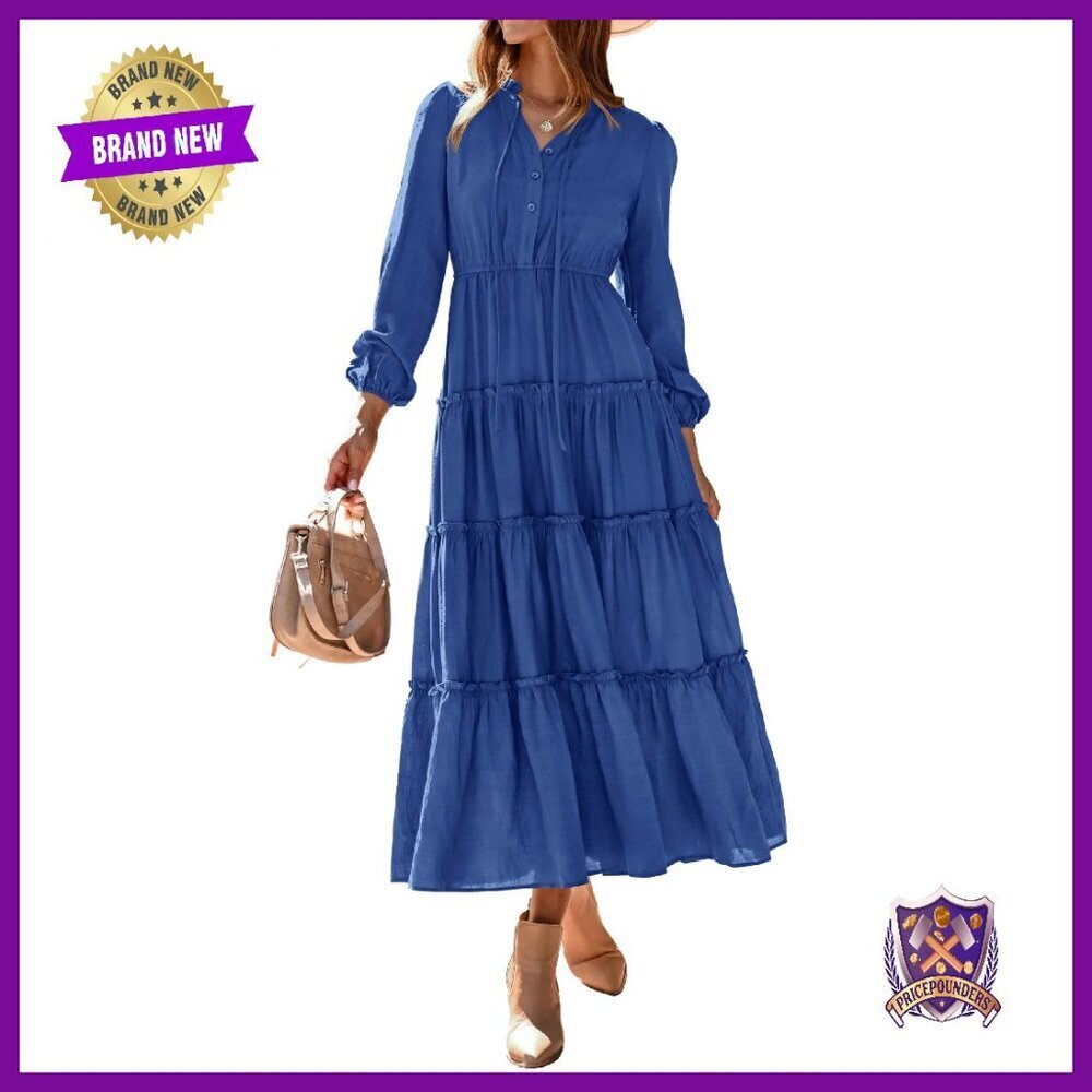Viscose Maxi Dress with Ruffles Tiered A-Line Wedding Guest Fall